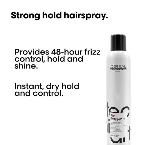 L'Oréal Professionnel Paris Fix Extreme Lacquer - Strong Hold Hairspray for All Hair Types | Anti-Frizz & Shine
