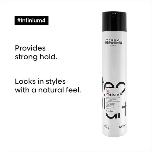 L'Oréal Professionnel Paris Infinium 4 Hairspray - Strong Hold for Natural Shine & Frizz Control, All Hair Types