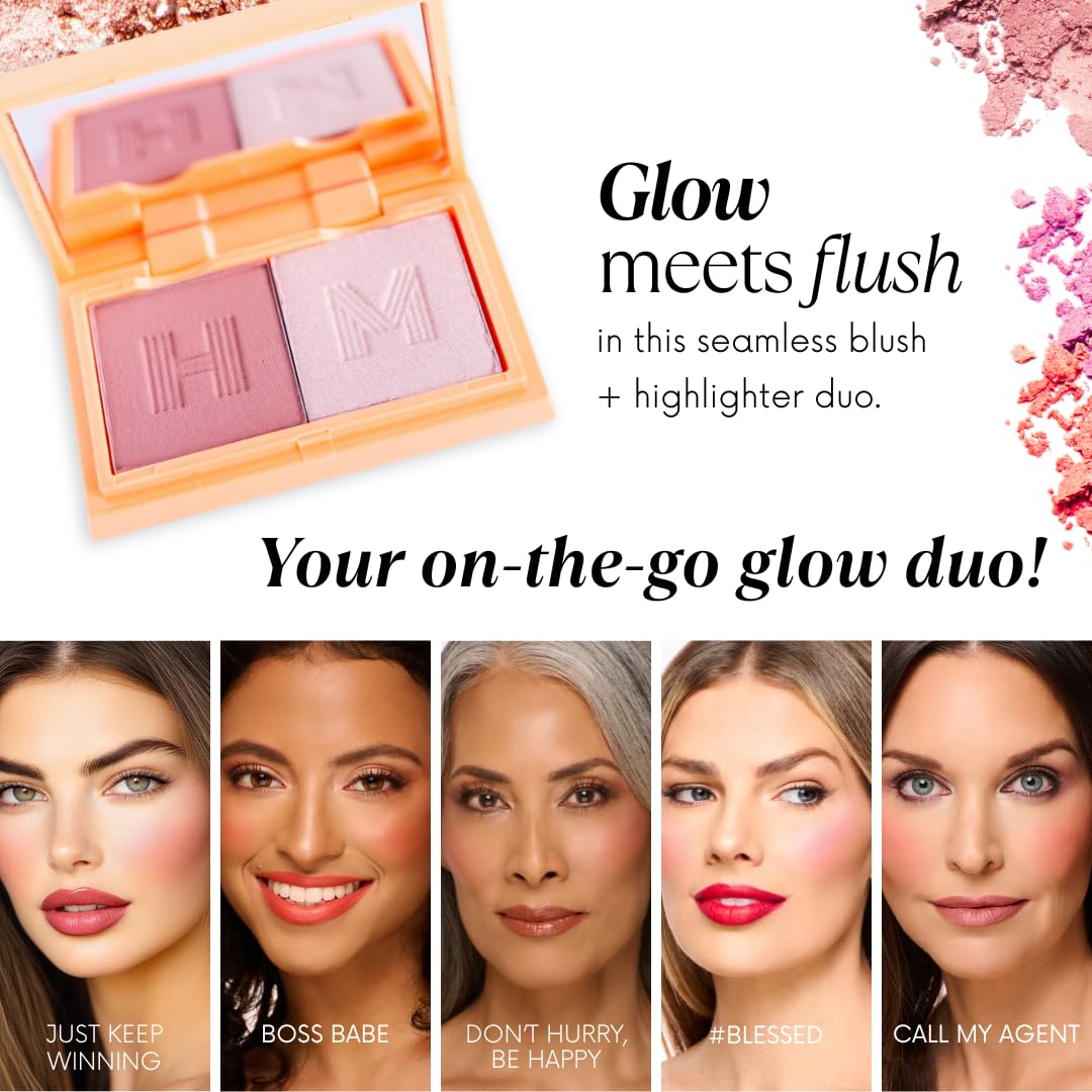 Skiennix Mini Blush + Brighten Highlighter Duo | Lightweight, Blendable Shimmer Blush - High Pigmented Makeup Palettes