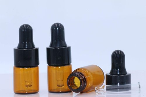 30Pcs Amber Glass Dropper Bottles Mini Empty Sample Vials Essential Oil Dropping Bottles Perfume Jars Cosmetic Container with Glass Eye Dropper and Black Caps (2ml)