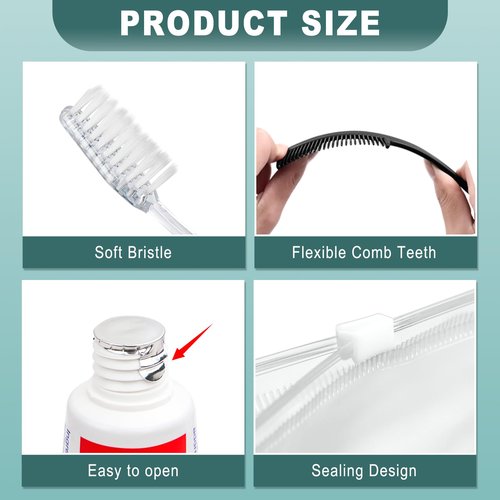 5 Sets Personal Hygiene Kit Bulk, Disposable Toothbrushes with Toothpaste Floss Comb Soap Cover Shampoo Body Wash and Vanity Kit, Toiletry Kits Homeless Supplies Bulk for Women,Men,Travel,Homeless