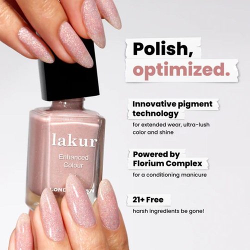 LONDONTOWN Lakur Nail Polish - Long-Lasting, Streak-Free, Chip-Resistant | Non-Toxic Vegan Color, 0.4 Fl Oz - Champagne in Bed