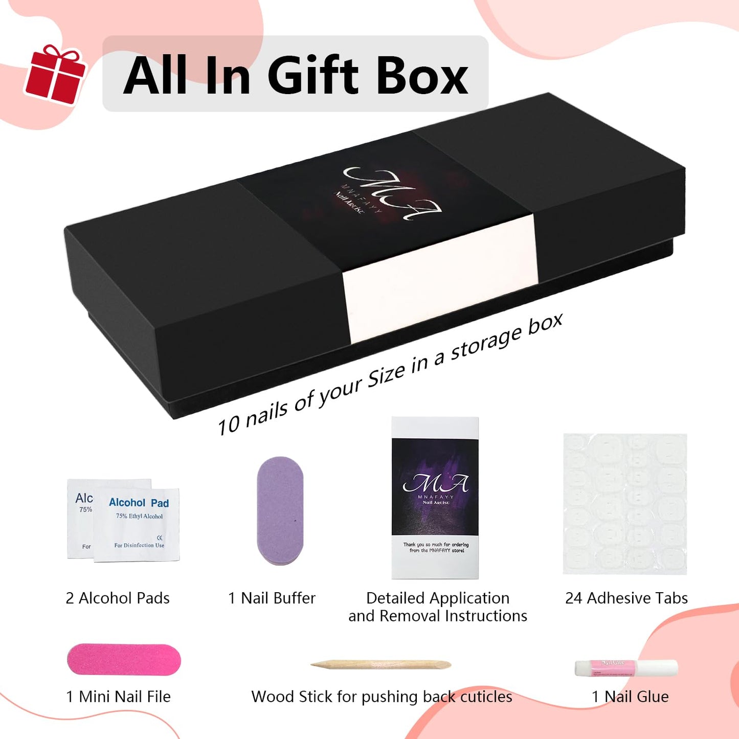 Handmade Press On Nails, Luxury & Custom Fake Nails 3D Handmade Reusable UV Finished False Nails, Hand-Painted Nails Design by Professional Nail Artist Salon Acrylic Nail Kit With Gift Box 10PCS-S
