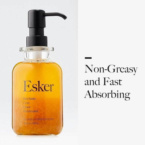 ESKER Calendula Hand Cleanser - Luxury Foaming Hand Wash with Essential Oils | 16.9 fl oz in Reusable Glass Bottle - Plant-Based & Cruelty-Free