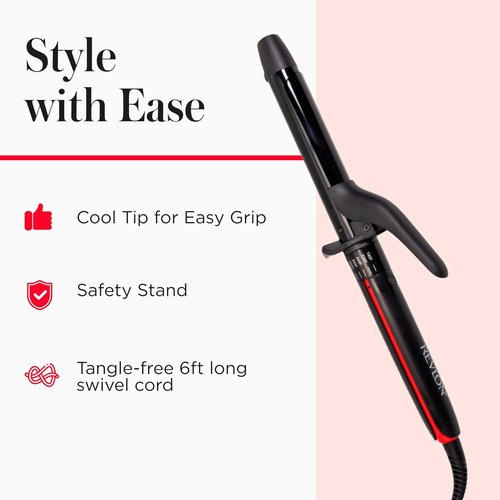 REVLON Smoothstay 1 Inch Curling Iron - Coconut Oil Infused for Enhanced Shine & Reduced Frizz