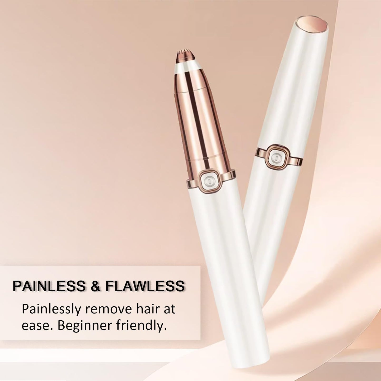 Eyebrow Hair Remover, Upgraded Hair Removal Trimmer, Flawless & Pain-Free Facial Hair Removal for Women & Men, Body Hair Trimmer Personal Groomers for Upper Lips/Nose/Eyebrow/arms/Legs (Pearl White)