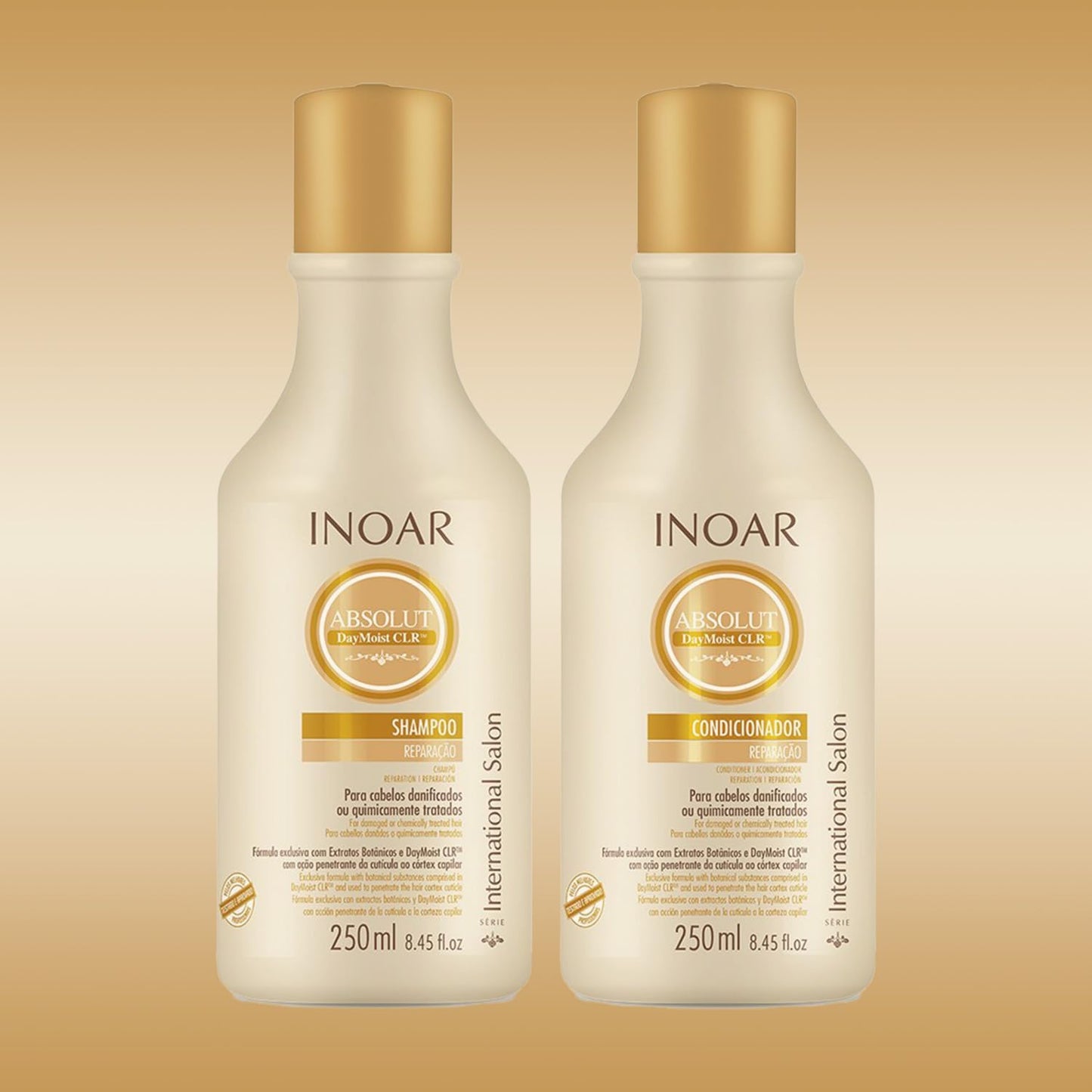 INOAR – Absolut DayMoist CLR Shampoo & Conditioner Set, Preserves Color and Shine, Hair Treatment for Damaged Hair, Vegan Hair Product, Designed for Men and Women (2 Bottles, 8.5 oz. each)