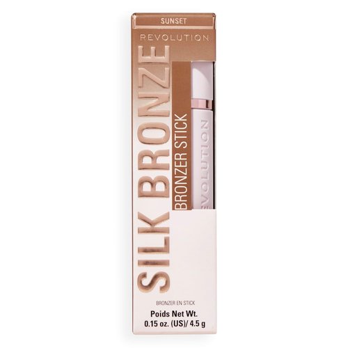 Revolution Beauty London Skin Silk Bronzer Stick - Buildable Cream-to-Powder Formula, Vegan, Medium Sunset, 0.15 oz