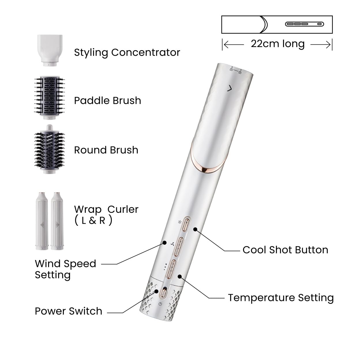 GLAMUP 5-in-1 Flexible Styler Multi Air Wrap Hair Styler - Advanced High-Speed Hair Dryer, Magic Styler with Tight Grip, Perfect for Travel, Fast Drying, No Heat Damage, Gift Set
