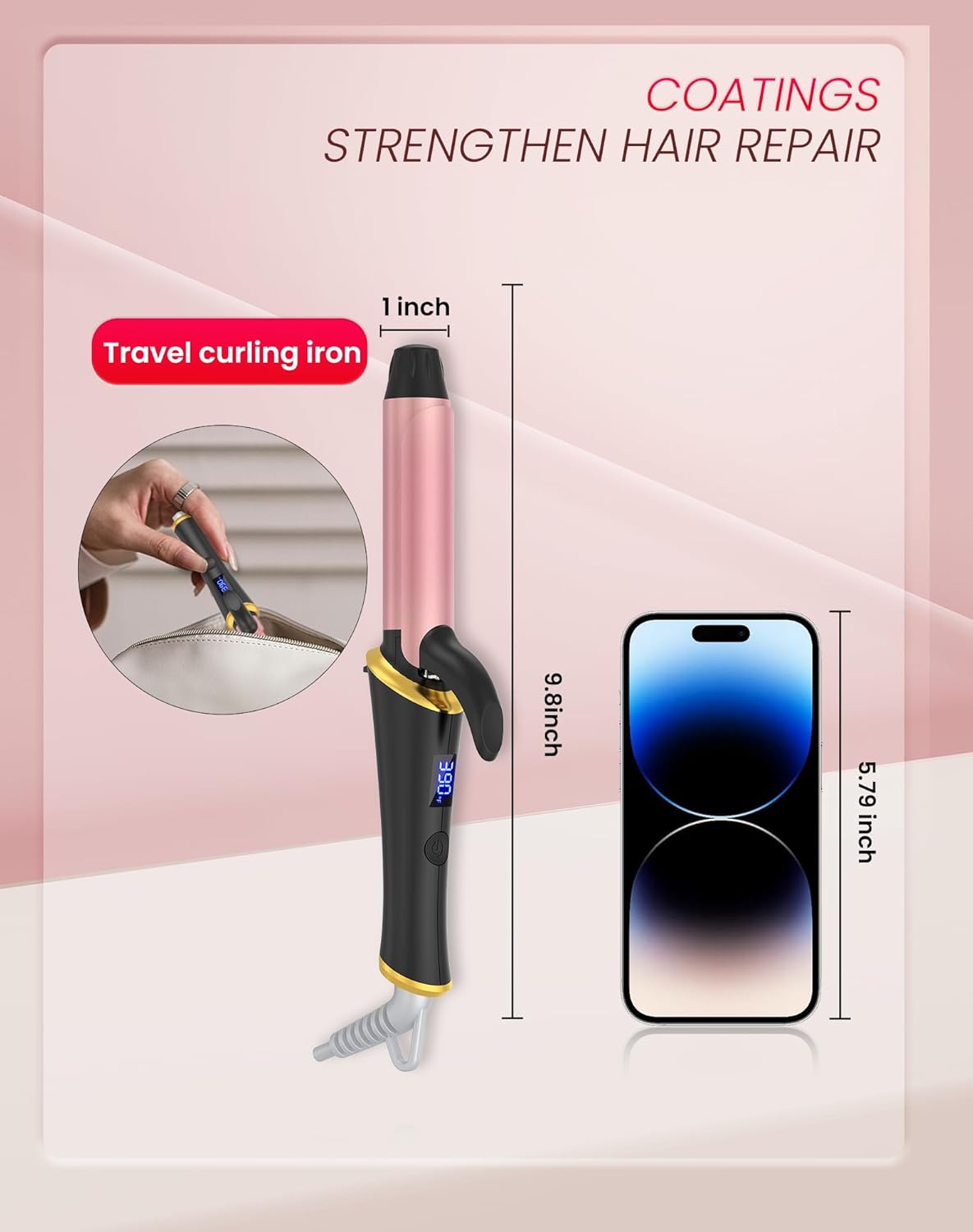 Ukliss Mini Curling Iron - Fast Heating 1-Inch Iron with Anti-Scald Tip & 5 Temp Settings | Perfect for Short Hair