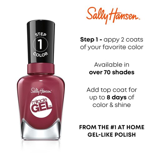 Sally Hansen Miracle Gel Salon Quality Nail Polish | Gel-Like Formula, Two-Step System, No UV Light Needed, Long Lasting | Opaque, Glossy | 439 Red Eye | Scarlet Red Nail Color