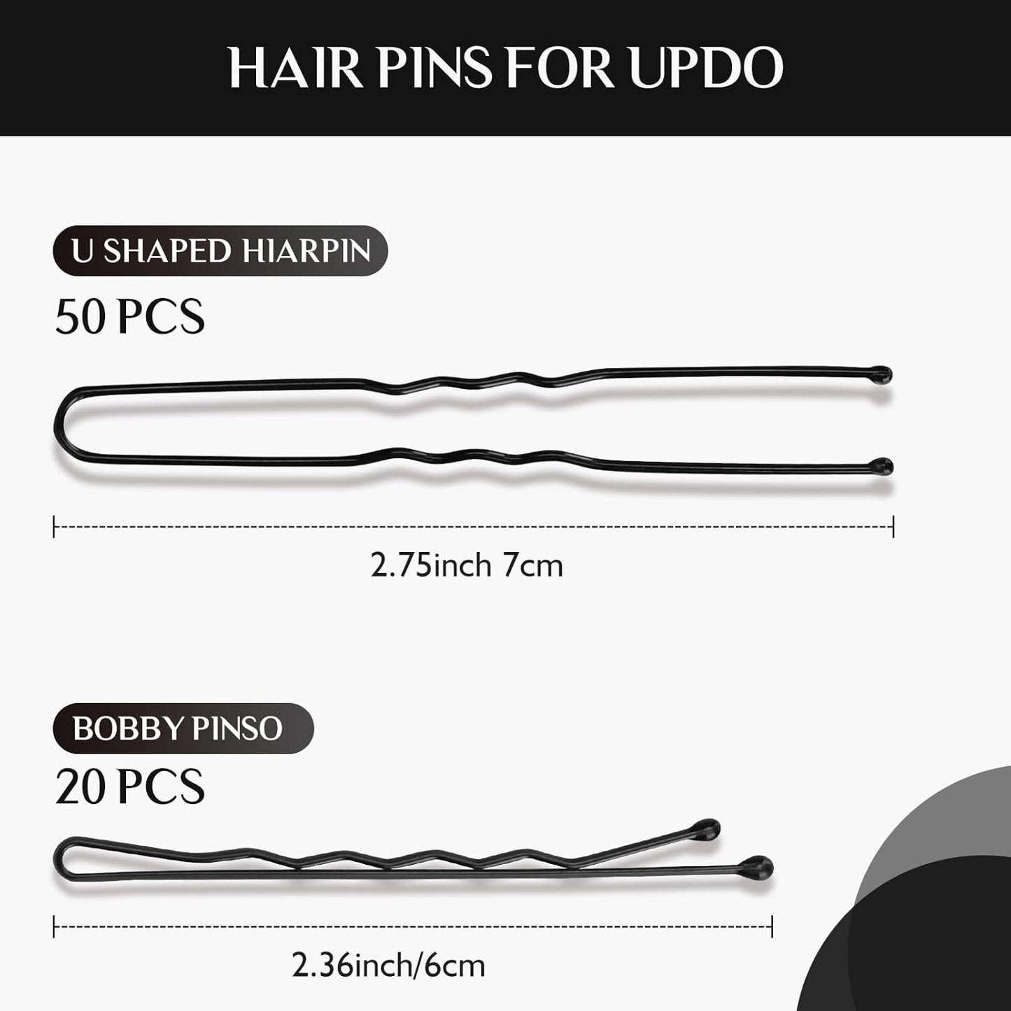 Hair Filler and Hairpins for Updo, Hair Sponge for Updo, Hair Padding,Hair Donuts for Updos, Volume Hair Bumps it Tool, Black