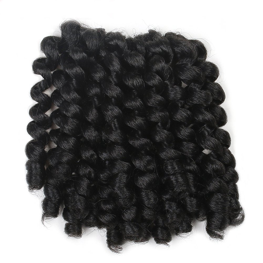 6 Pcs Jumpy Afro Kinky Twist Crochet Braid Natural Black Jamaican Bounce Synthetic Braiding Hair Extension 8 Inch 20 Strands 1B