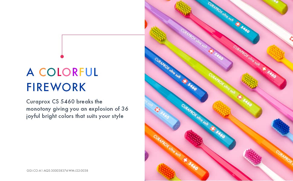 Curaprox CS 5460 Ultra-Soft Toothbrush for Adults with Ultra-Fine Filaments and Compact, Slightly Angled Toothbrush Head for Improved Tooth and Gum Health