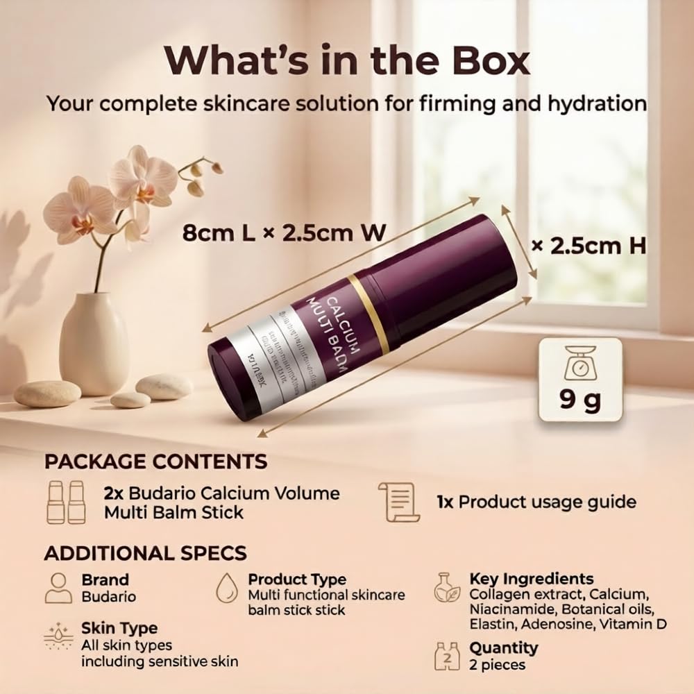 Skiennix Premium Calcium Multi Balm Stick - Gentle Firming & Hydrating Collagen Moisturizer | 9g, Anti-Wrinkle Care for Eyes, Face & Neck