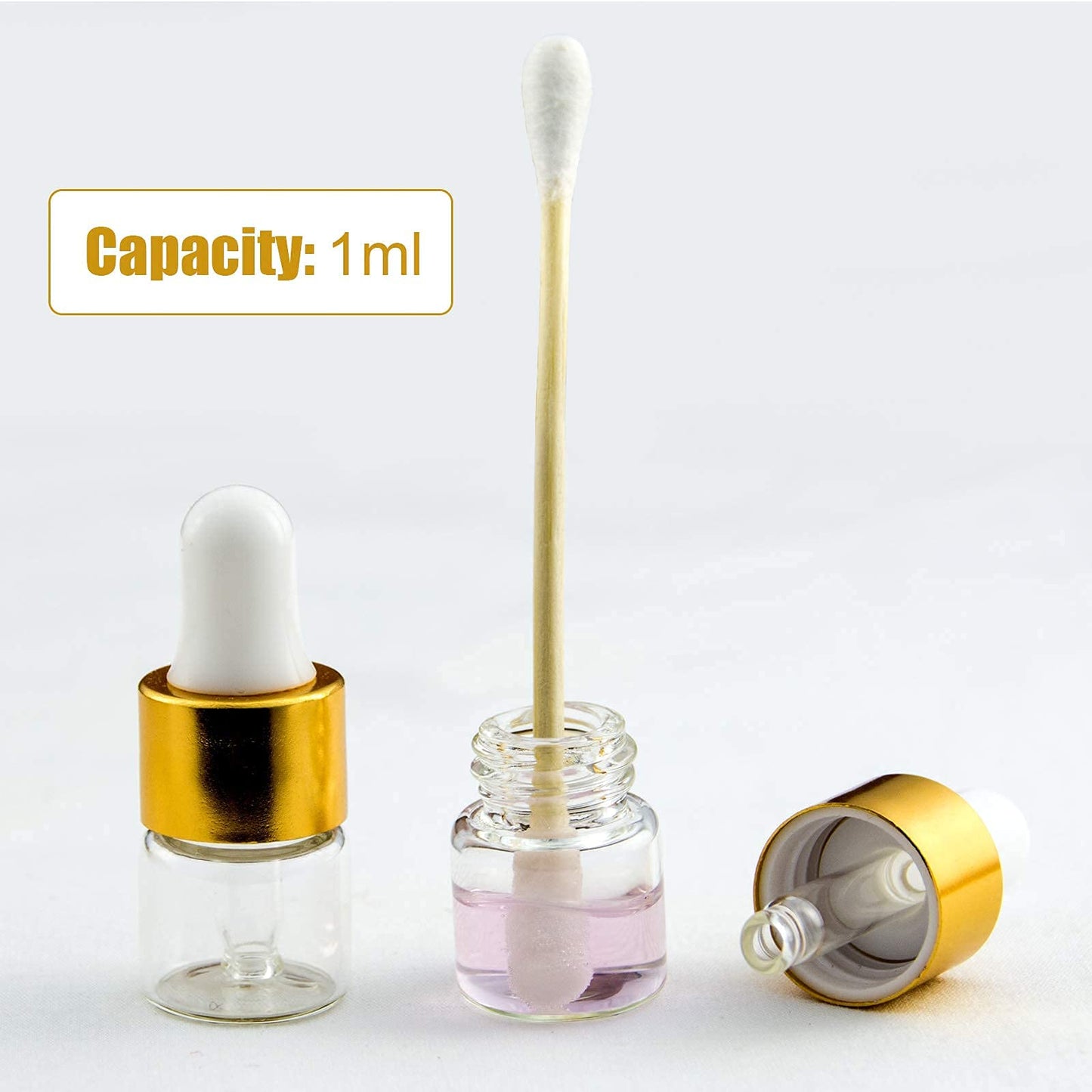 Easeen 50 Pcs Mini Dropper Bottles, 1ml Clear with 2 Pcs Plastic Droppers for Traveling Essential Oils DIY Cosmetic Liquid Sample Perfume