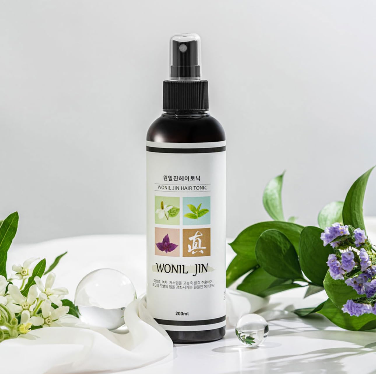 Wonil Jin Hair Tonic, Scalp treatment tonic, Traditional Korean herbal cooling spray, rosemary oil, green tea extract