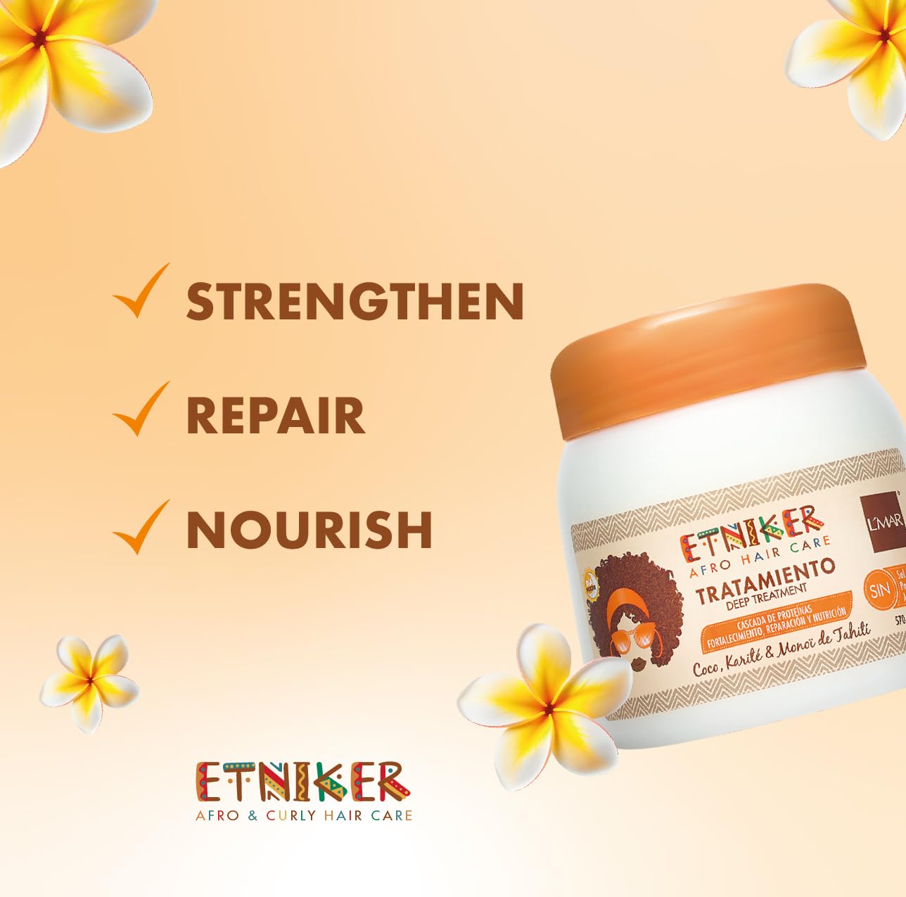 Etniker Deep Treatment Curly or Afro Hair Cocout Karite L'mar | Lmar Tratamiento Profundo Capilar - Cabello Rizado u Ondulado 20oz-570gr