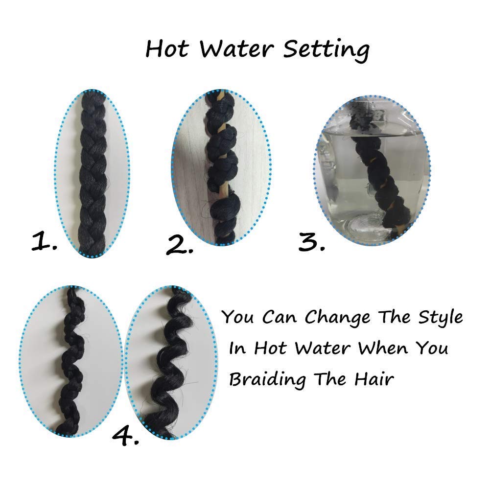Pre-Stretched Braiding Hair Extension Ombre Natural Black To Brown Crochet Braiding Hair 20 Inch 8 Packs Hot Water Setting Professional Yaki Synthetic Hair For Twist Braids (20Inch,#1B/30)