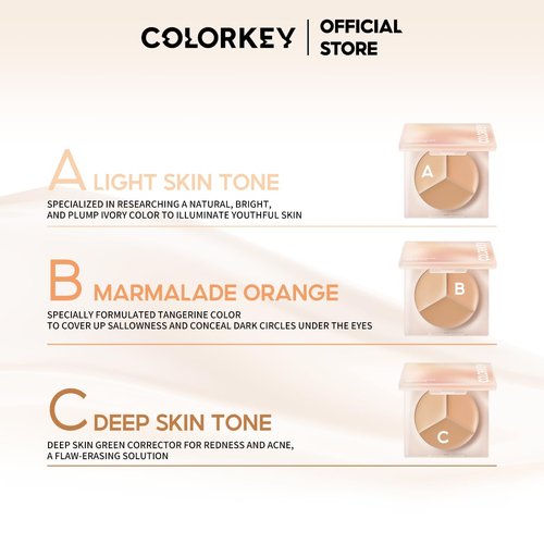 COLORKEY Refined Concealer Palette - Long-Lasting, Blendable Coverage for Dark Circles & Imperfections