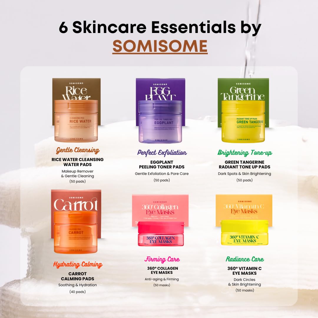 Skiennix Rice Water Cleansing Pads - Exfoliating Makeup Remover & Toner with Centella Asiatica | 50 Pads
