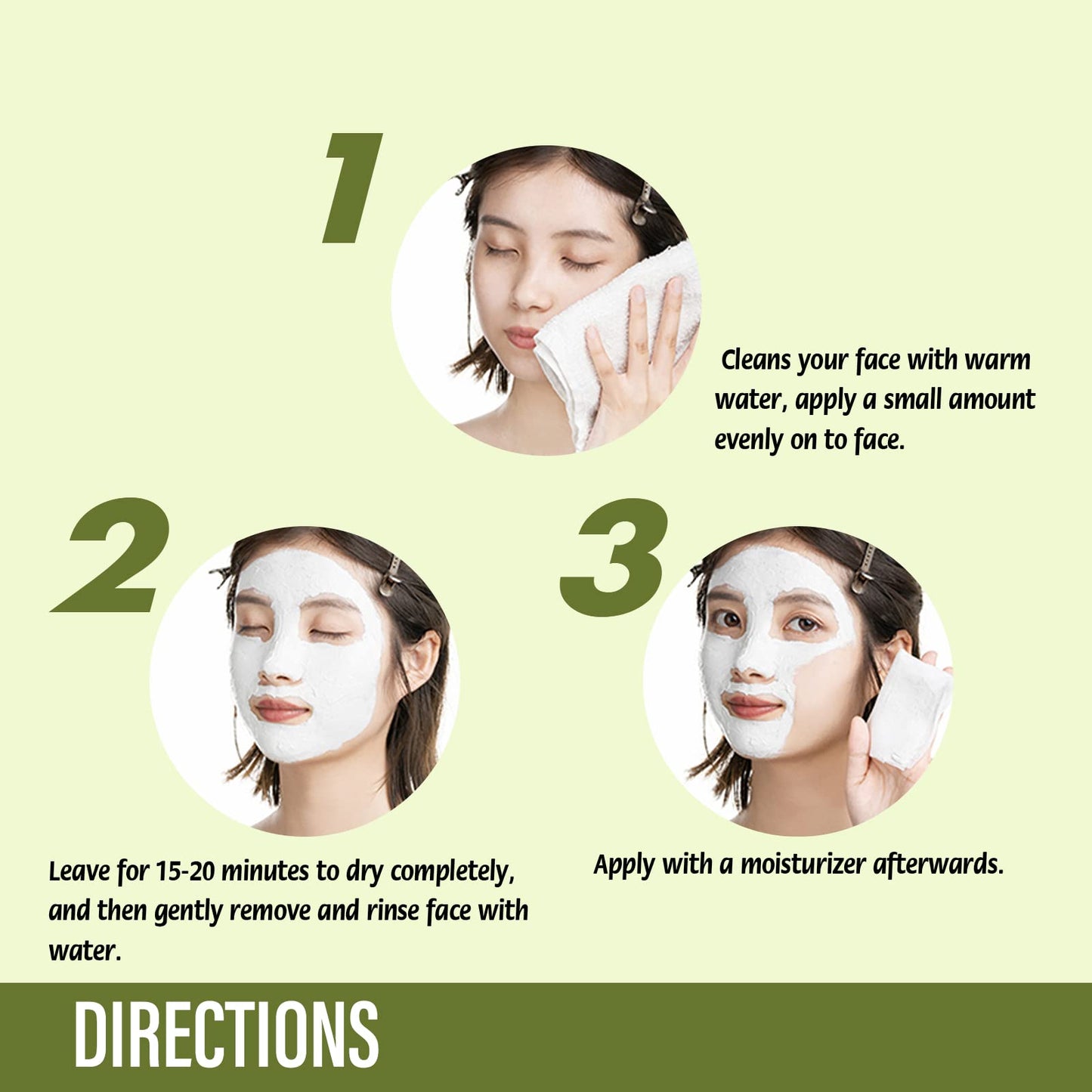 NUSPA Organic Green Tea Clay Face Mask Skincare, Wash Off Repairing Facial Mask,Anti Wrinkle Remove Dark Circle Foot Facial Skin Care Treatmet for Women,Men Daily