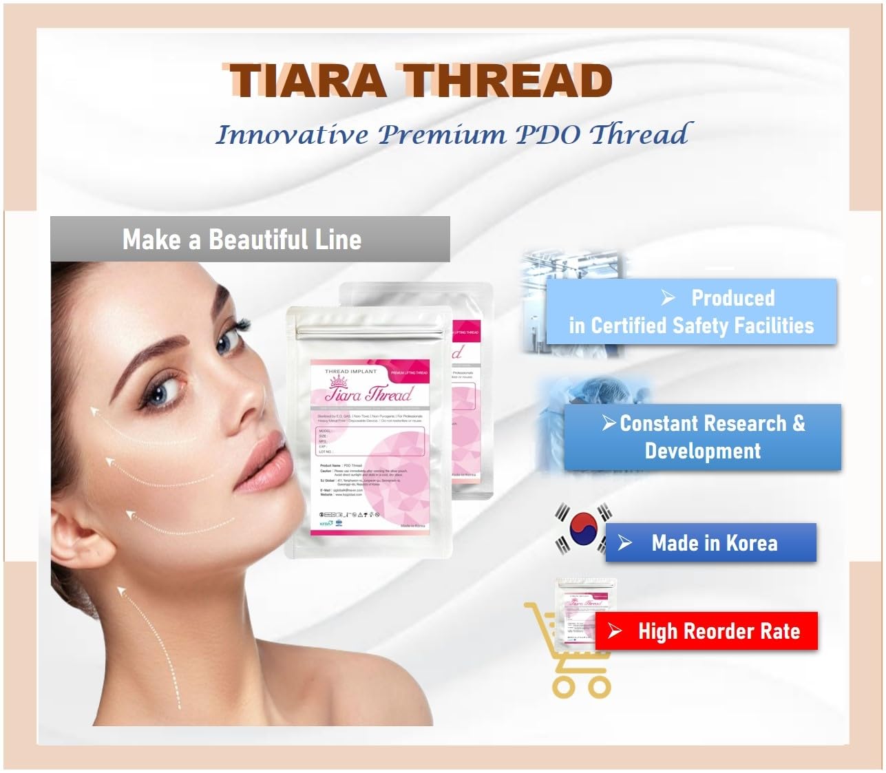 Tiara PDO Thread Lift Korea/Super Screw Type (10pcs) (29G25mm)