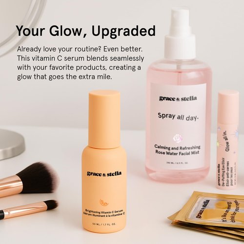 Grace & Stella Vitamin C Serum - Brightening Face Serum with Hyaluronic Acid | 50ml for Dullness & Dark Spots
