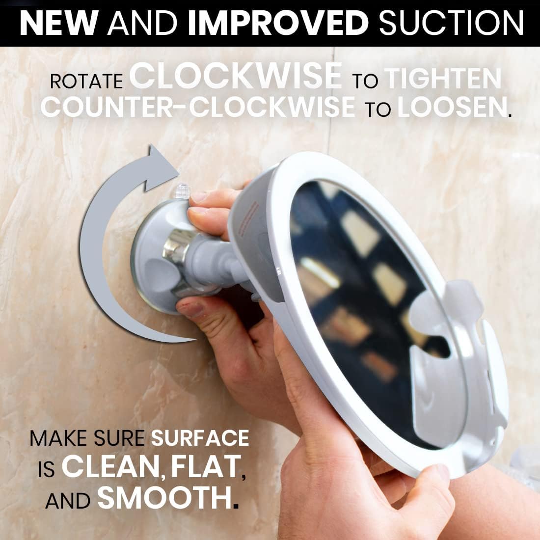 MIRRORVANA Fogless Shower Mirror for Shaving with Razor Holder, Upgraded 360° Swivel Suction and Anti Fog Shatterproof Surface (White)