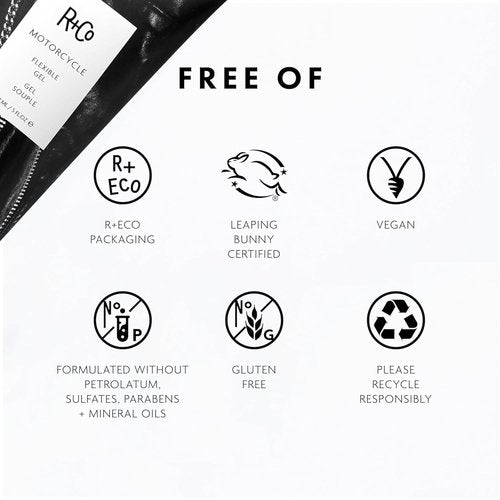 R+Co Motorcycle Flexible Gel - Hybrid Styling Gel for Flexible Hold & Wax-Like Shine - 5 oz