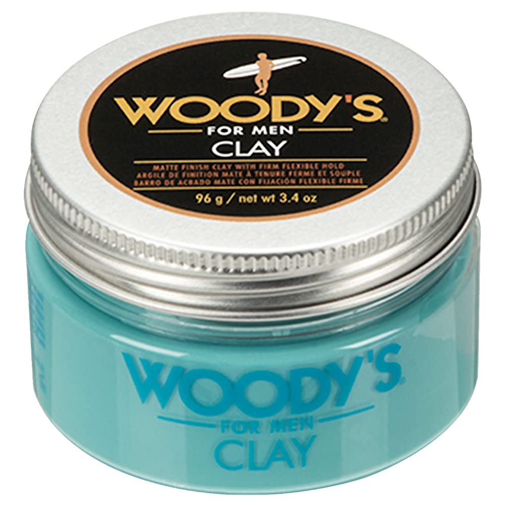 Woody's Hair Clay for Men – Matte Finish, Styling Pomade for Men Stronghold, Firm and Flexible Control, 3.4 oz. 2-Pack