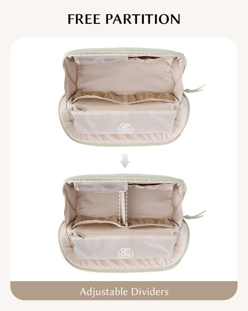 EACHY Standing Makeup Bag - Large Waterproof Cosmetic Bag & Toiletry Bag Organizer with Phone Holder, Detachable Dividers, Wipe-Clean Brush Pouch for Women