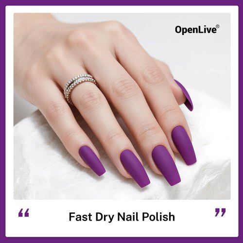 OpenLive 16.5ml Purple Nail Polish Large Volume Quick Drying Nail Polish, Fast Drying and Long Lasting Color Nail Art DIY Home Manicure Gift for Women