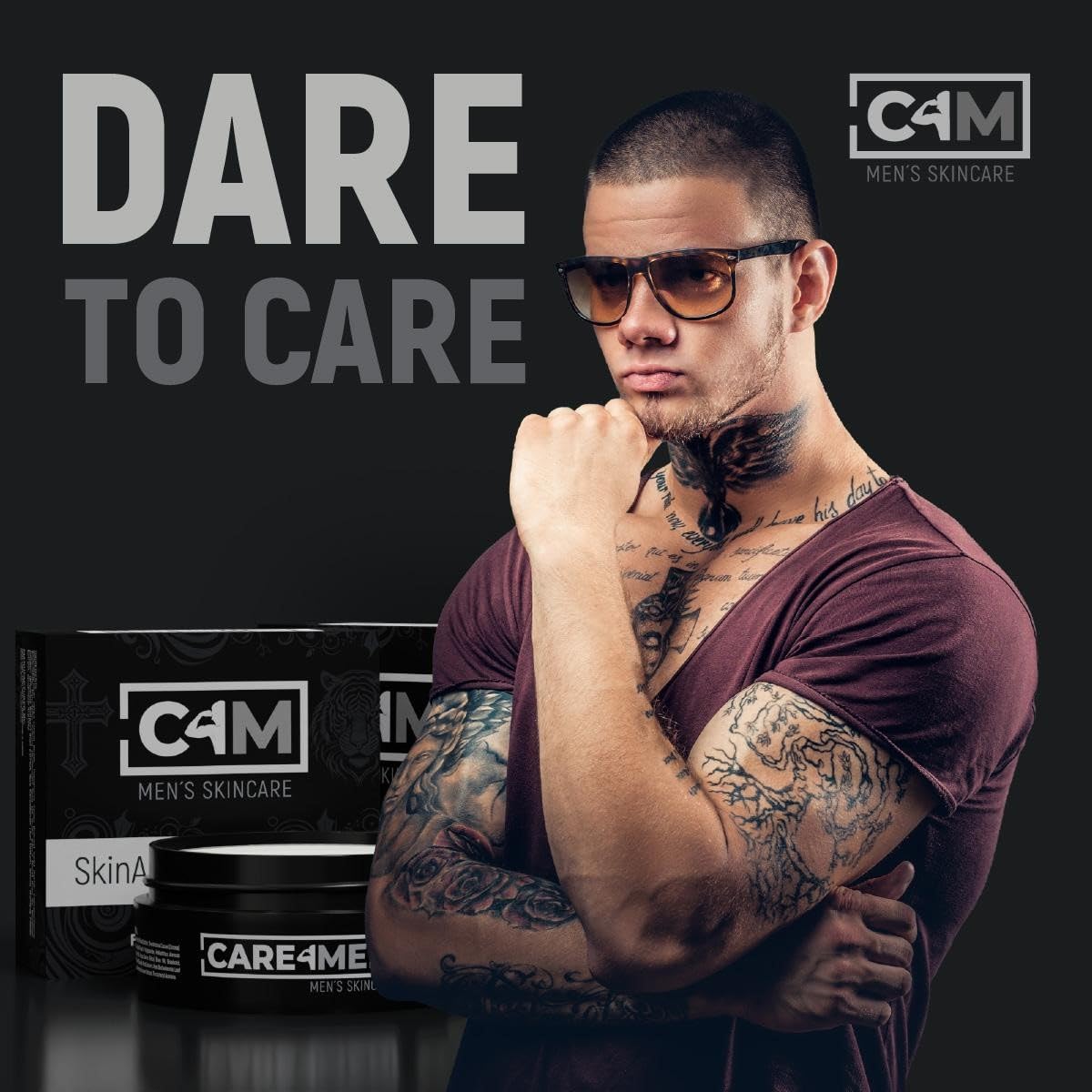 Care4Men Tattoo Aftercare Balm Butter - EXCLUSIVE MEN'S TATTOO CARE Cream Ointment. Unscented Natural Lotion Salve. New and Old Tattoos: Color Enhancement, Brightening, Healing & Moisturizing.