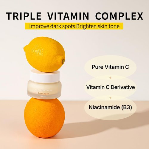 Lolovegan Vita Glow Cream – For Dewy, Glowing Skin with Snow Mushroom Extract, Vitamin C Complex and Niacinamide, Helps Improve Uneven Skin Tone and Pigmentation, Vegan (1.69 fl.oz/ 50ml)
