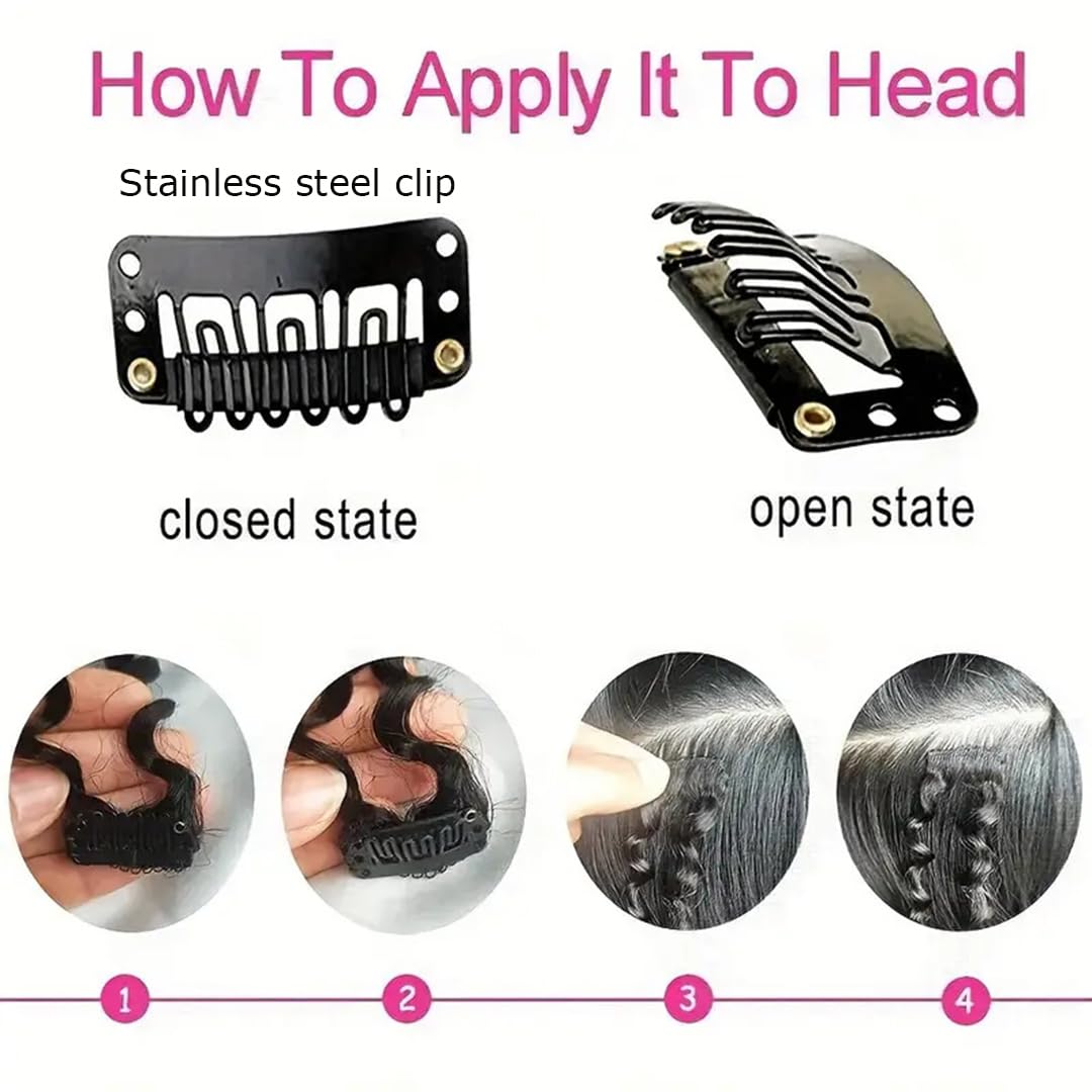 SAEIALL Hair Mongolian Afro Kinky Curly Clip In Hair Extensions 120g/bundle Clip On Hair Mongolian Virgin Remy Human Hair 4C Afro Kinky Clip Ins (8inch, natural black)