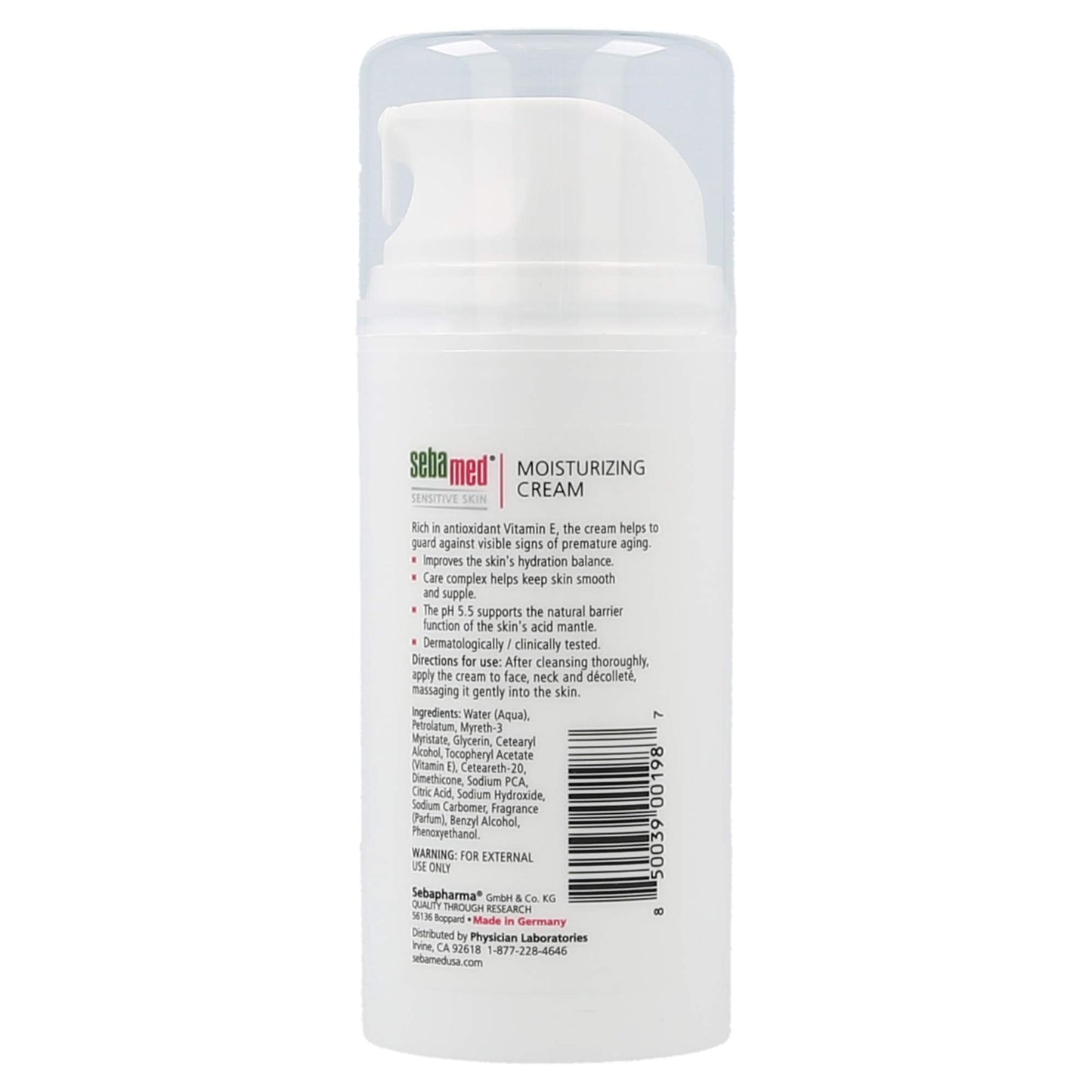SEBAMED Moisturizing Face Cream with Pump for Sensitive Skin Antioxidant pH 5.5 Vitamin E Hypoallergenic 3.4 Fluid Ounces (100mL) Ultra Hydrating Dermatologist Recommended Moisturizer