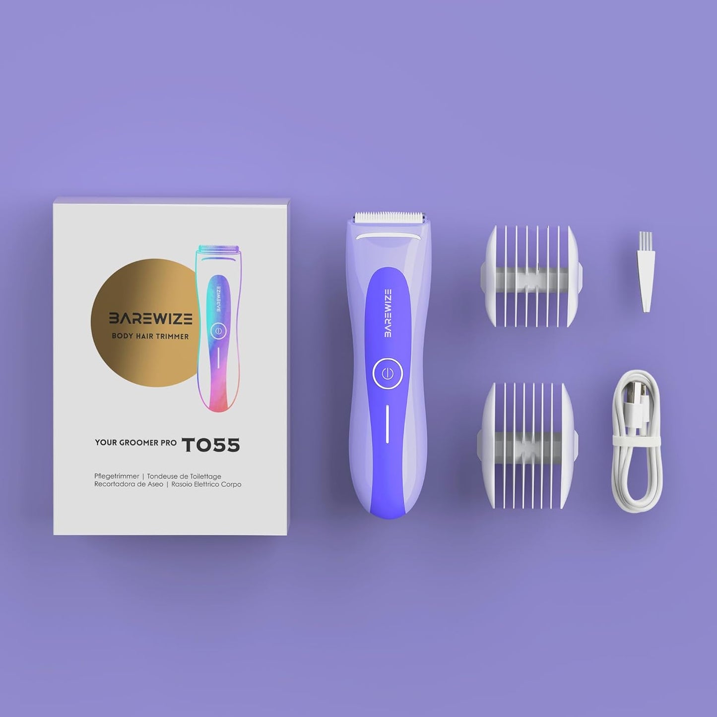 Skiennix Bikini Trimmer for Women - Electric Shaver with LED Light, IPX7 Waterproof, USB-C Rechargeable | Ceramic Blade, Violet Haze