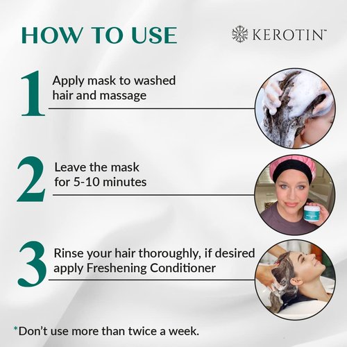 Keratin Freshening Mask - Natural Repair Treatment for Dry & Damaged Hair | Deep Conditioning with Argan Oil, Paraben & Sulfate Free