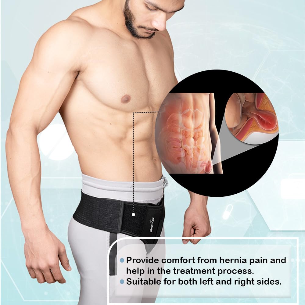 Wonder Care- Inguinal Hernia Support post-surgery Hernia pain relief Truss Brace for Double Inguinal or Sports Hernia with 2 Removable Compression Pads & Adjustable Groin Straps-Large