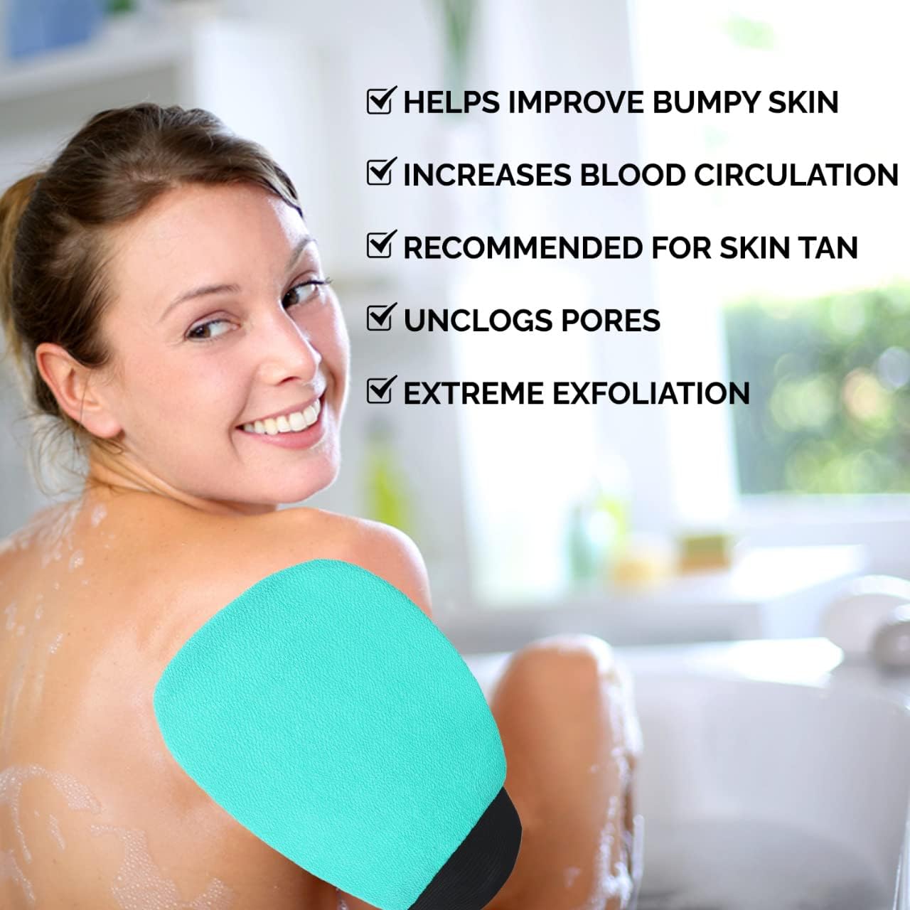Valitic Exfoliating Glove Body Scrubber - Korean Style Dead Skin Remover & Shower Exfoliator - Turquoise Pair