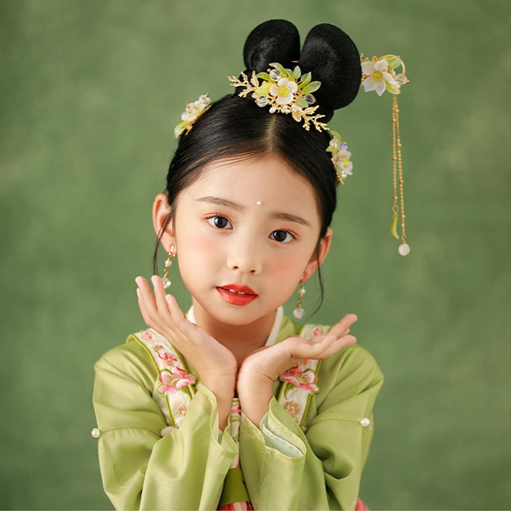 5 Pcs Flower Chinese Tassel Hair Stick Crystal Pearl Hanfu Hair Pins Classical Floral Bride Wedding Accessories for Women
