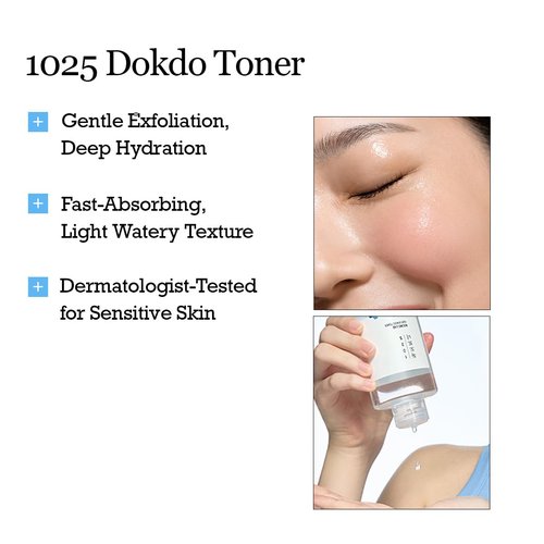 ROUND LAB 1025 Dokdo Toner 6.76 Fl Oz, Oil Control and Reduces Excess Sebum, Gentle Exfoliating Facial Toner, Deep Sea Water for Moisturization, Soft Finish Without Stickiness, Korean Skin Care