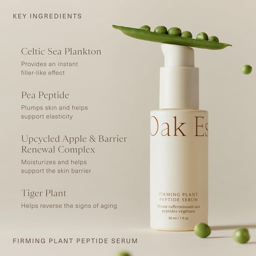 Oak Essentials Firming Plant Peptide Serum - Exosome-Infused Botanical Complex for Radiant Skin, 1 Fl Oz