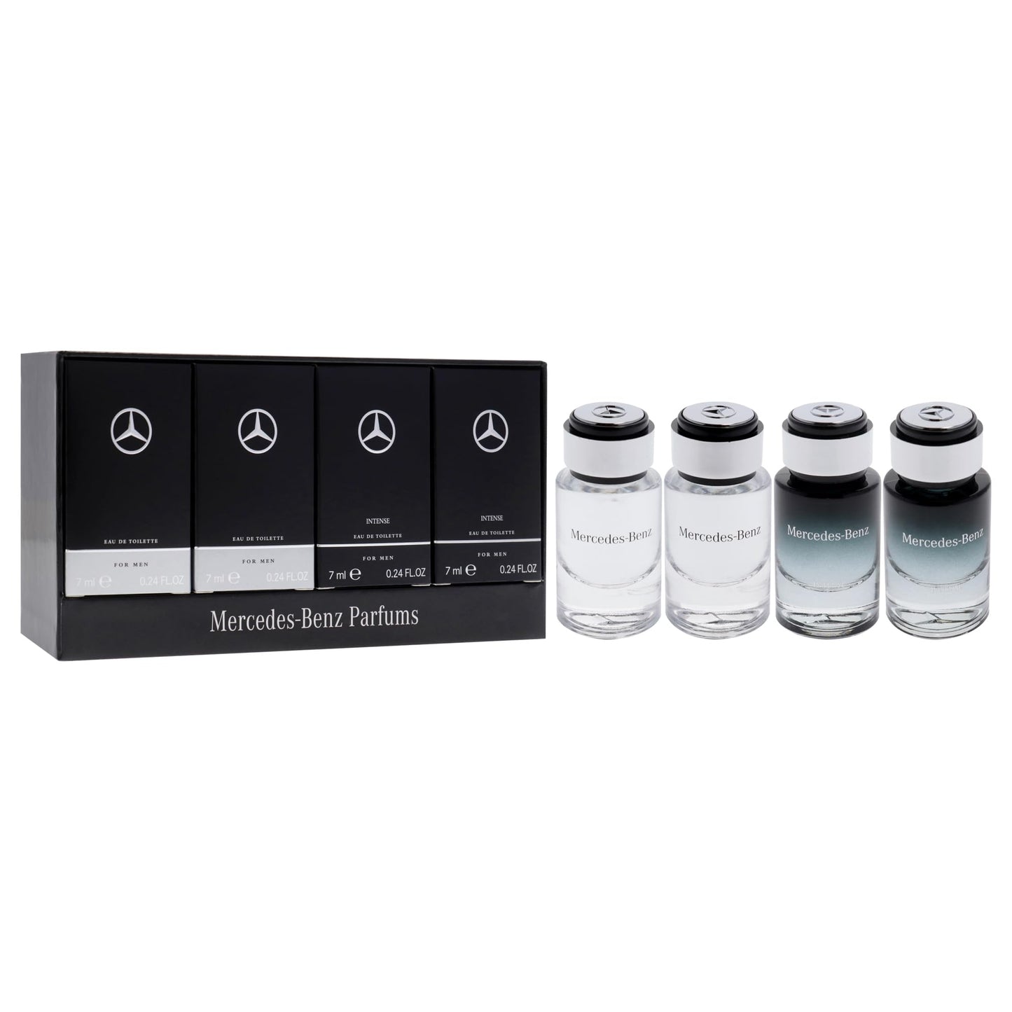 Mercedes-Benz Giftset - Mini Mens Cologne Set - For Men, For Men Intense - Long Lasting Cologne for Men - Men's Fragrances - Perfume for Men - 4 Pc