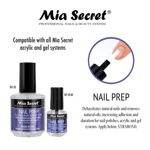 Mia Secret Nail Prep Dehydrator & XtraBond Acid-Free Primer - pH Balance, 0.5 oz
