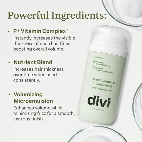 Divi Strand Styling Cream - Volumizing Hair Thickening Treatment for Fine Hair | Frizz Control