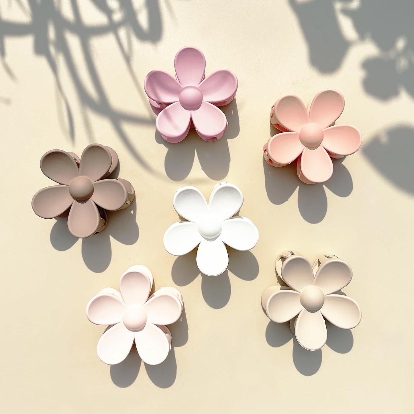 Flower Hair Clips 6 PCS Flower Claw Clips Daisy Clips for Women Matte Large Claw Clips Strong Hold Jaw Clamps Hair Accessories for Thick Hair 6 Colors