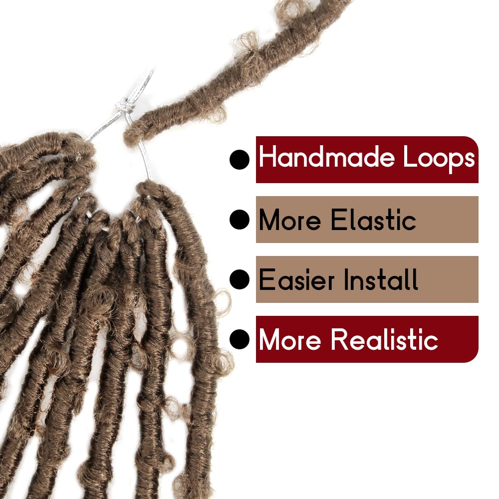 8 Packs Butterfly Locs Crochet Hair 14 Inch Light Weight Butterfly Faux Locs Crochet Hair Distressed Butterfly Locs, 27#