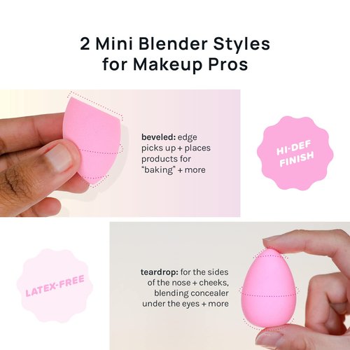 AOA STUDIO Mini Makeup Sponge Set - Latex-Free Blenders for Powder & Cream | 6 Super Soft Sponges (Pink)